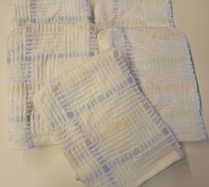 Waschhandschuh hell Streifen 14 x 20 cm