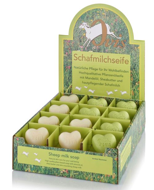 Schafmilchseife Herz 75g, 12 Stk sortiert